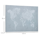 Stampa su Tela Mondo 120x90 cm in Legno di Pino Grigio e Bianco
