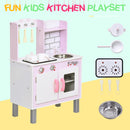 Cucina Giocattolo per Bambini 55x30x80 cm in Pino e MDF con Accessori  Rosa