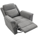 Poltrona Reclinabile Manuale 155° 99x97x102 cm con Poggiapiedi e Girevole 360° in Ciniglia Grigio Chiaro      