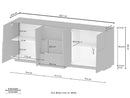 Credenza 4 Ante 3 Cassetti 220x44x86 cm Pongo 4A 3C Grigio Antracite Opaco  