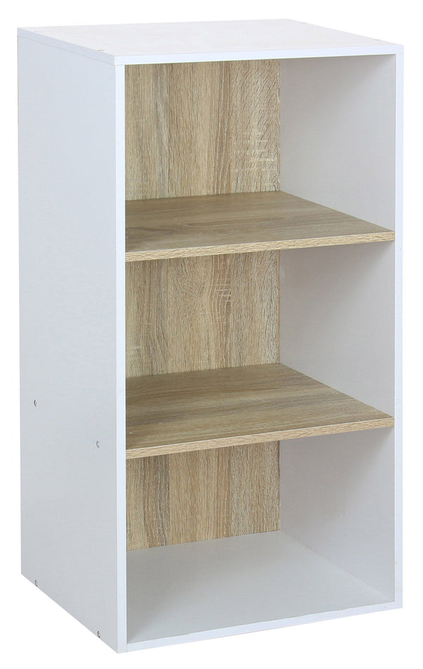 prezzo Modulares Bücherregal 40x29,5x80 cm aus weißer Spanplatte und Sonoma