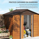 Casetta da Giardino Porta Attrezzi con Doppia Porta Scorrevole 236x196x208 cm con Pannelli in Acciaio Effetto Legno Marrone 