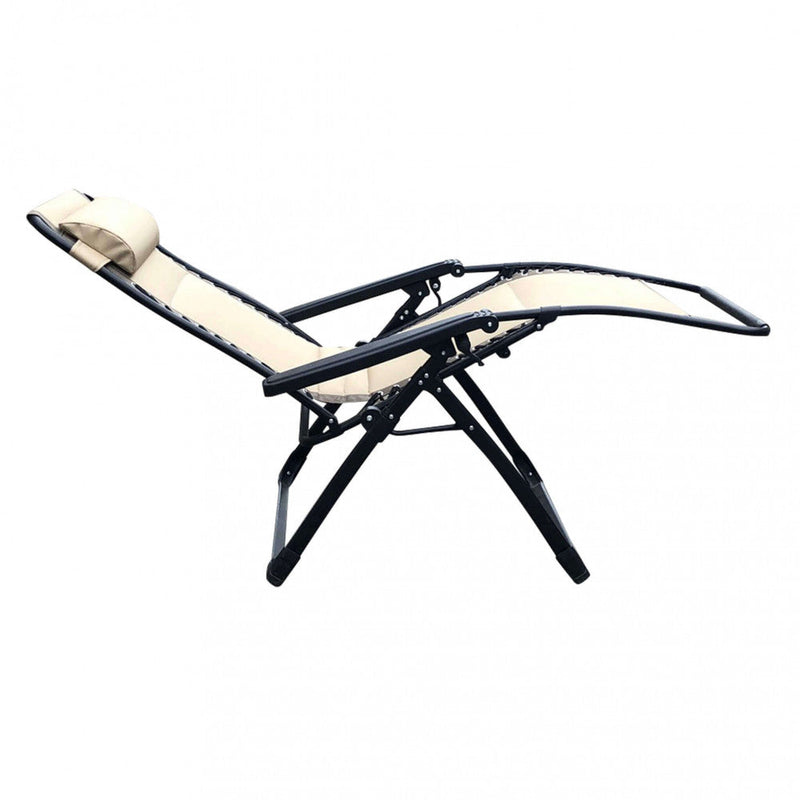Sedia Sdraio Zero Gravity Reclinabile Pieghevole 165x79x117 h cm in Metallo e Oxford Marrone