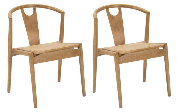 acquista Set 2 Sedie Japan 56x76x53 cm in Legno e Rattan Marrone