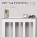 Copritermosifone a Doghe 90x18x84 cm in MDF e Acciaio Bianco