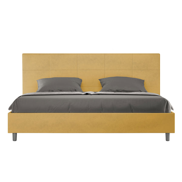 sconto Letto Matrimoniale Imbottito in Microfibra Mika Ocra Varie Misure