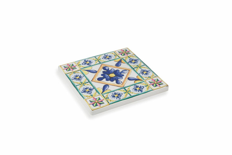 Set 6 Sottobicchieri Quadrati in Ceramica Fondo in Sughero 10x10 cm VdE Tivoli 1996 Costiera