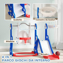 Scivolo per Bambini 4 in 1 con Altalena Scaletta da Arrampicata e Canestro 147,5x160x107 cm in PP e PE Blu scuro      