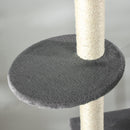 Albero Tiragraffi per Gatti 60x40x230-280 cm con Corde in Sisal Grigio