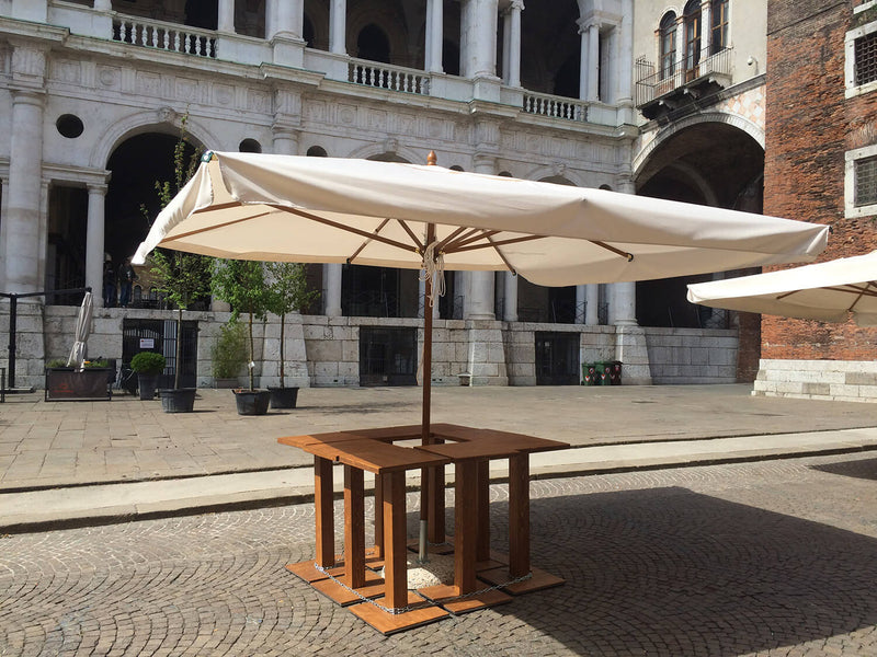 Ombrellone da Giardino 3x3 m Palo Ø60 mm in Legno Telo in Acrilico con Balza Danieli Bangkok Ecrù