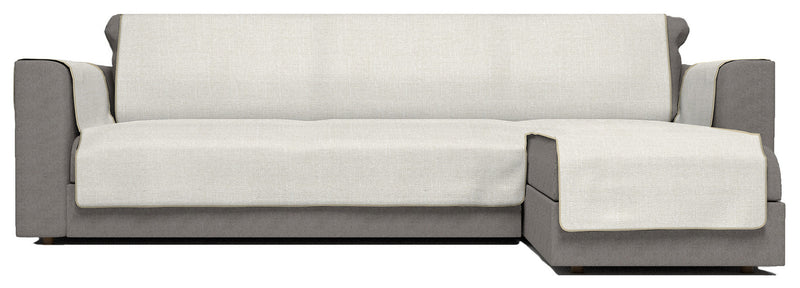 Copridivano in Poliestere con Penisola Destra Panna Varie Misure