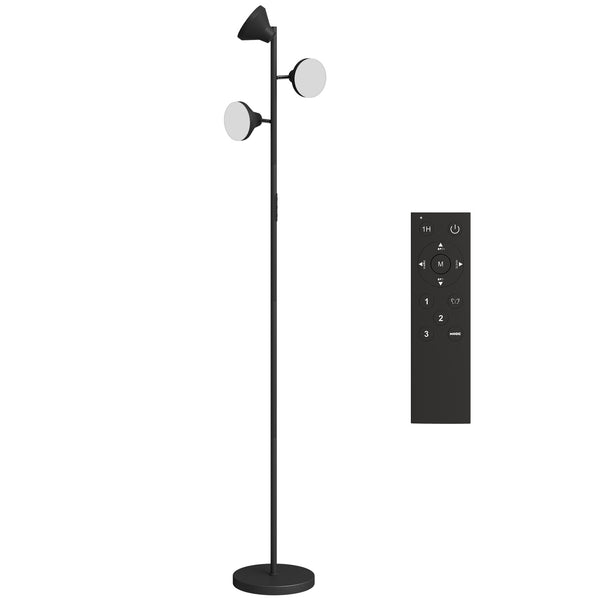 Lampada da Terra con 3 Teste Regolabili Indipendenti Ø25x170 cm Telecomando e Timer in Acciaio e Plastica Nero online