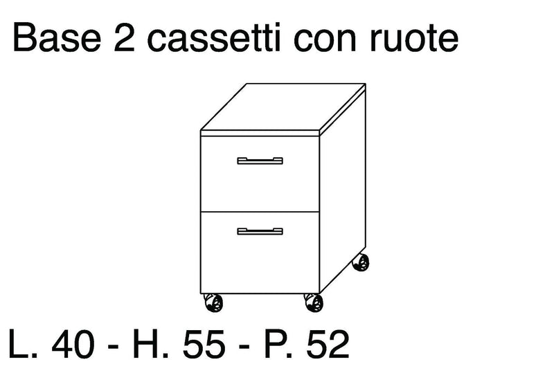 Mobile Cassettiera 2 Cassetti Soft Close in Legno in Melaminico 40x52x57cm TFT Giava Wengè