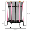 Trampolino Tappeto Elastico per Bambini con Ingresso a Cerniera e Pali Imbottiti Ø163.5x190 cm in Acciaio, PP e EPE Rosa 