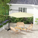 Ombrellone da Giardino Decentrato 3x2.5 m con Base a Croce e Apertura a Manovella Beige