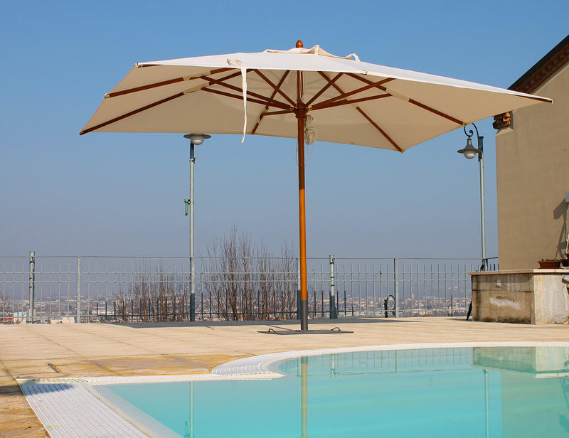 Ombrellone da Giardino 3x4 m Palo Ø60 mm in Legno Telo in Acrilico Danieli Sydney Ecrù