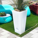 Vaso Quadrato Luminoso da Giardino Solare Autoricaricabile 38x38x86 cm in Polietilene Sined Solar 86 Bianco