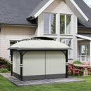 Gazebo da Giardino 395x330x294 cm con Zanzariere e Doppio Tetto in Metallo e Poliestere Grigio Chiaro   