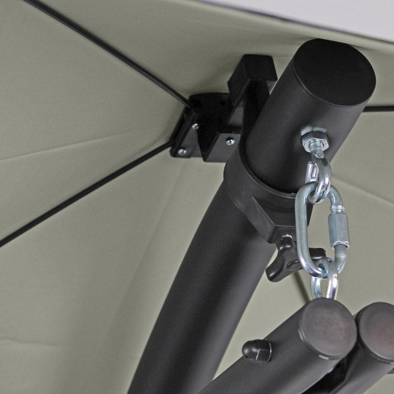 Sedia Dondolo Pensile Relax Chaise Longue con Tettuccio 190x105x205 cm Telly Panna Scuro 