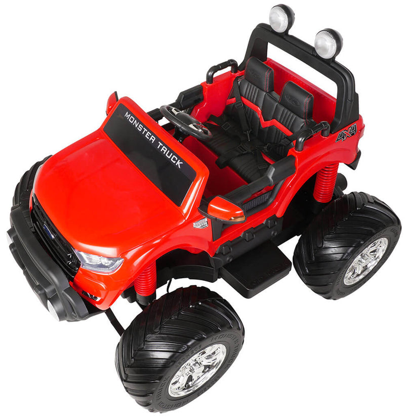 Macchina Elettrica per Bambini 2 posti Fuoristrada 24V con Licenza Ford Monster Truck 4x4 Rossa