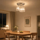 Plafoniera LED da Soffitto Ø32 cm con 3 Luci Attacchi E27 Senza Lampadina in Metallo e Vetro di Cristallo Argento      
