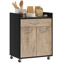 Carrello da Cucina con Armadietto e Cassetto 60x40x77 cm in Legno Nero  