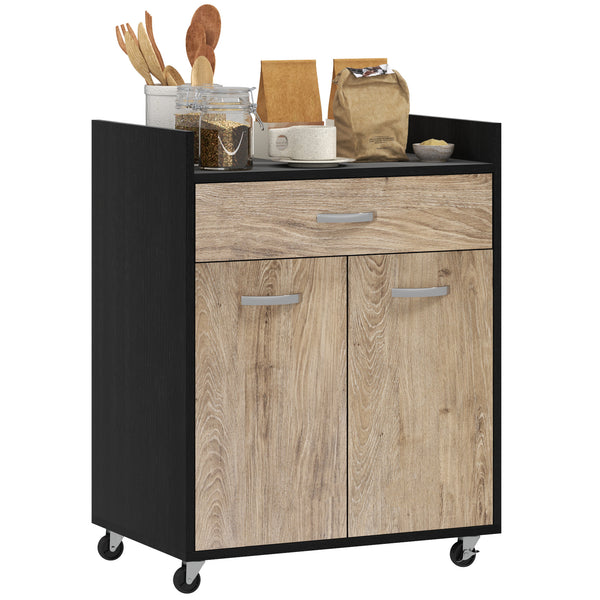 sconto Carrello da Cucina con Armadietto e Cassetto 60x40x77 cm in Legno Nero