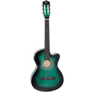 Chitarra Elettrica 38 Pollici 96,5x35,8x8,5 cm con Custodia Tracolla Plettri e Corde di Ricambio in Betulla Verde Scuro      