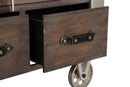 Tavolo da Caffé Old Style con Vetro 83x80x52,5 cm Legno di Abete e MDF e in Ferro Marrone