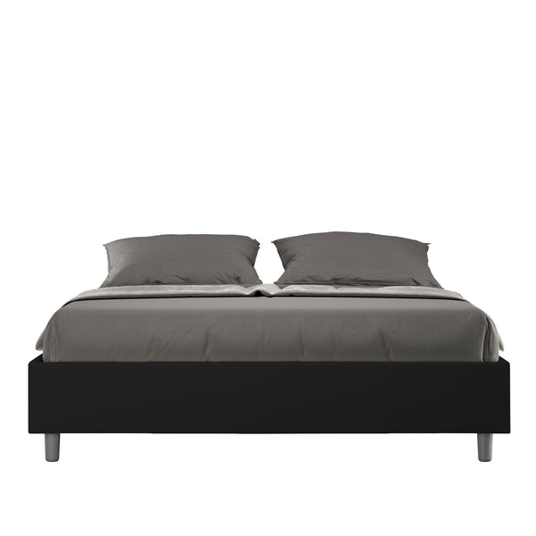 Letto Matrimoniale Giroletto con Alzata Comoda Imbottito in Similpelle Azelia Nero Varie Misure sconto