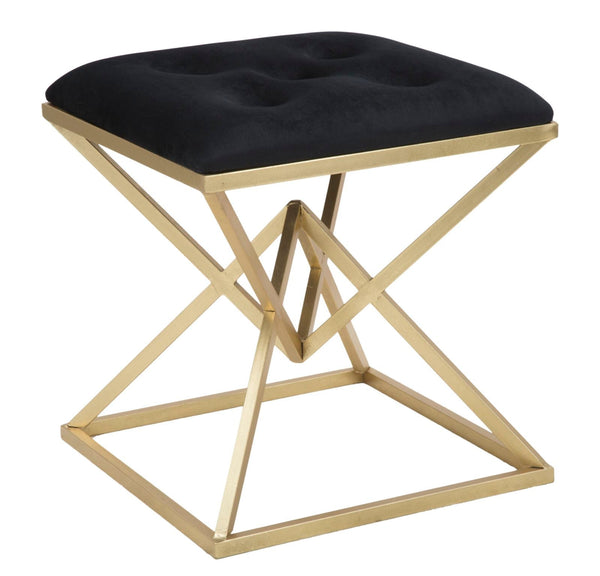 Puff Piramid 45x45x48 cm in Eisen und Schwamm und Gold und schwarzem Polyester acquista