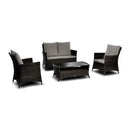 Set Salotto da Giardino in PVC Rattan con Divano 2 Posti Tavolino e 2 Poltrone Taddei Casablanca Nero