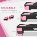 Step Fitness da Aerobica 80x31x10-15-20 cm Regolabile su 3 Altezze in Plastica Rosa      