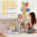 Set Tavolo e Sedia per Bambini 3-5 Anni con Motivi a Cuore Contenitore Integrato in Legno MDF Bianco      