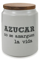 Barattolo Zucchero con Scritta Ø10,5x15 cm in Gres con Coperchio in Bambù VdE Tivoli 1996