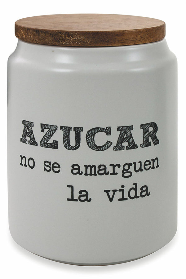 Zuckerdose aus Steingut mit Aufschrift Ø10,5x15 cm mit Bambusdeckel Villa d'Este Home Tivoli acquista