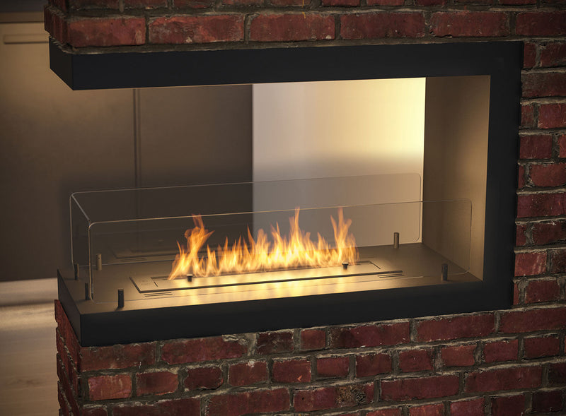 Camino a Bioetanolo Trifacciale da Incasso 80x50 cm Inside u 800 Nero con Vetro