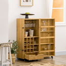 Portabottiglie 14 Bottiglie con Cassetto 50,8x50,8x111 cm in Legno e Metallo Marrone Scuro