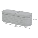 Panca Contenitore Fondo Letto 116x41x40,5 cm in Tessuto Teddy Grigio Chiaro   