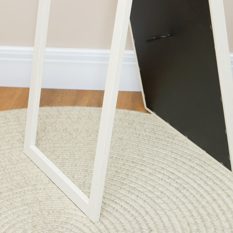 Specchio Illuminato con Luci LED Regolabili e Pulsante Touch 40x5x160 cm in Vetro e MDF Bianco      