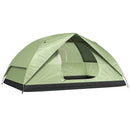 Tenda da Campeggio per 3 Persone Impermeabile 205x275x135H cm con Tasche e Gancio per Lanterna Verde   