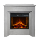 Camino Elettrico da Terra 96x35x96 cm Bellini in Legno Effetto Cemento      