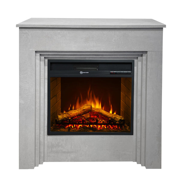 Camino Elettrico da Terra 96x35x96 cm Bellini in Legno Effetto Cemento online