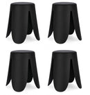 Set 4 Sgabelli  Ø37x47 cm in Similpelle Imogen Nero