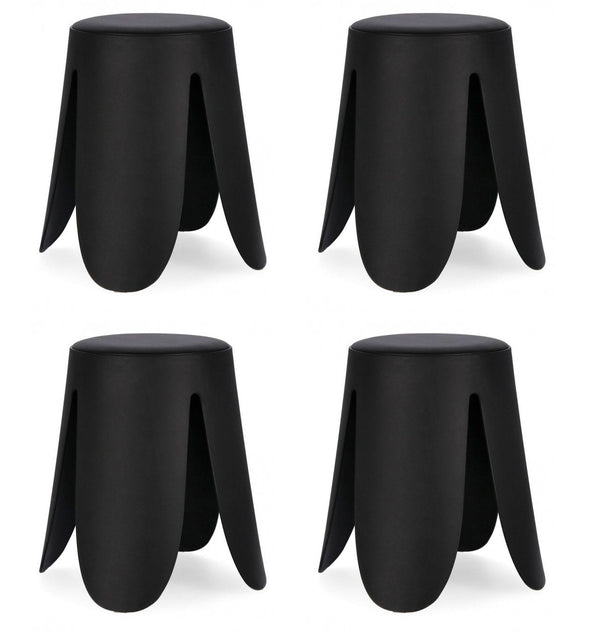sconto Set 4 Sgabelli Ø37x47 cm in Similpelle Imogen Nero