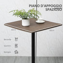Tavolino da Bar Alto 60x60x103 cm in Metallo e Bambù Noce