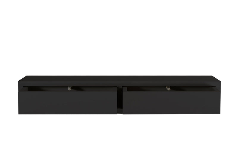 Mensola da Parete con 2 Cassetti 88,2x13,4x23,7 cm in Fibra di Legno Domino Maxi Nero