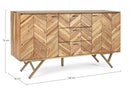 Credenza 2 Ante 3 Cassetti 140x40x76 cm in Legno Marrone
