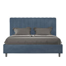 Letto Matrimoniale con Alzata Comoda Imbottito in Microfibra Agueda Blu Varie Misure