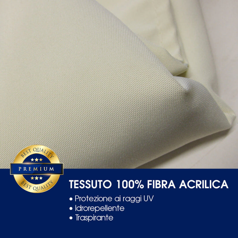 Ombrellone da Giardino Ø4 m Palo Ø48 mm in Legno Telo in Acrilico Danieli Havana Ecrù